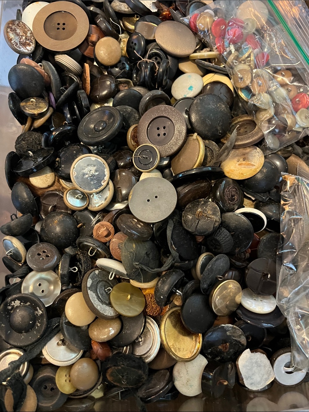 20 pc Vintage Mixed Button Assortment - Black, Brown, Tan, Cream random lot